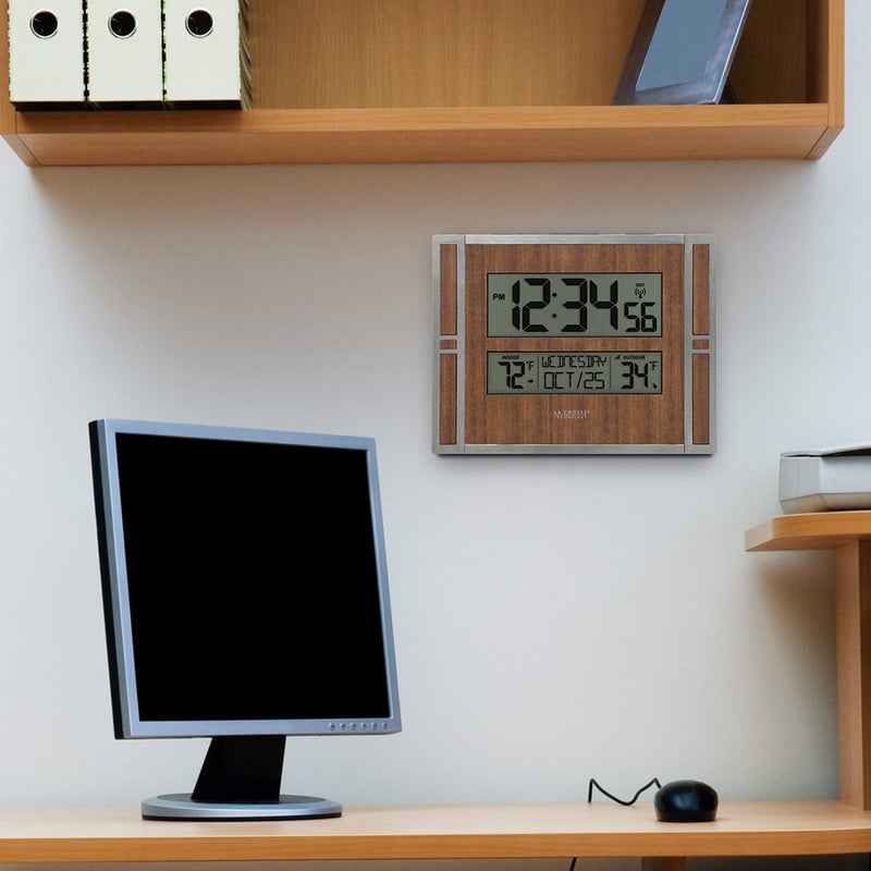 La Crosse Technology BBB86088 Atomic Digital Wall Clock with Indoor & Outdoor Temperature - Image 5